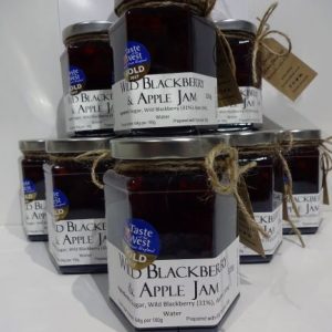 Locally produced wild blackberry and apple jam